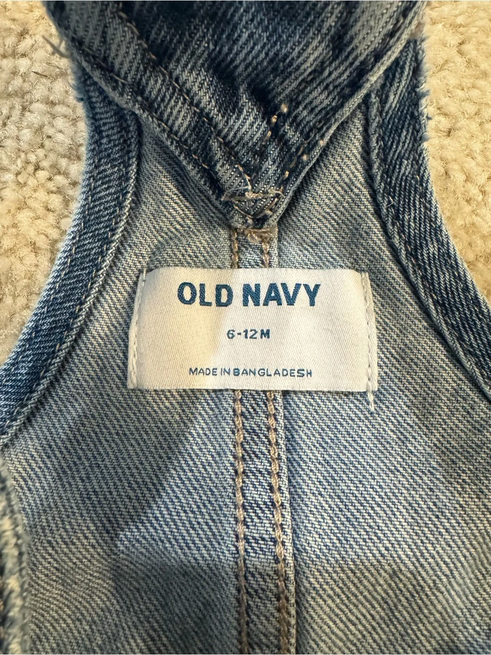 Old Navy Girls Front Zip Denim Overall Dress w/ Embroidered Flowers